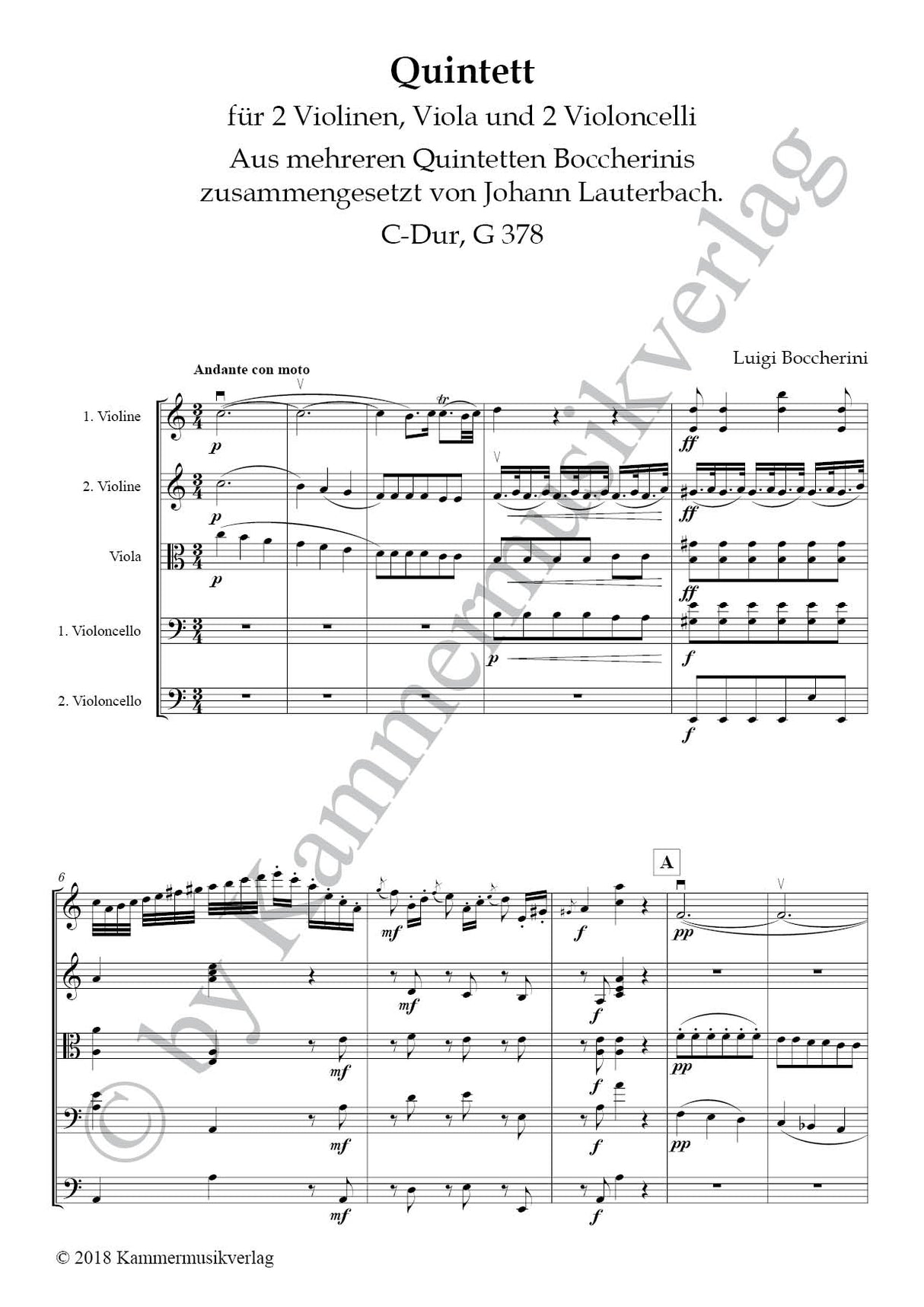Boccherini: String Quintet in C Major, G378