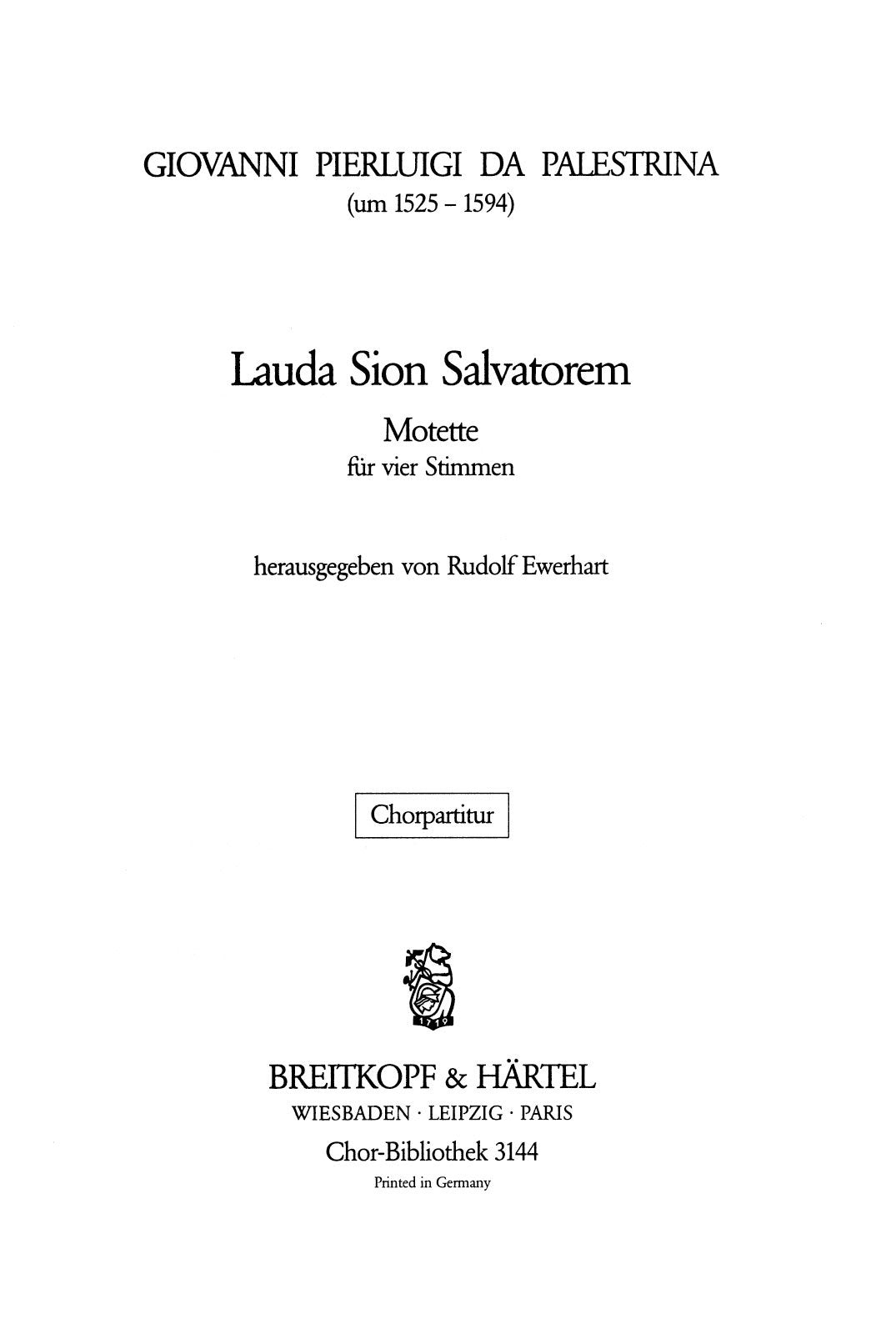 Palestrina: Lauda Sion Salvatorem