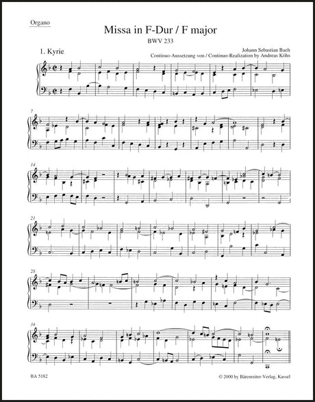 Bach: Mass in F Major, BWV 233
