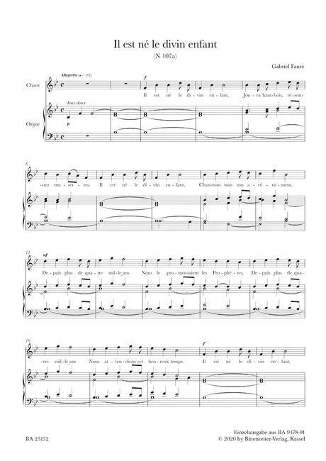 Fauré: Il est né le divin enfant, N 107a