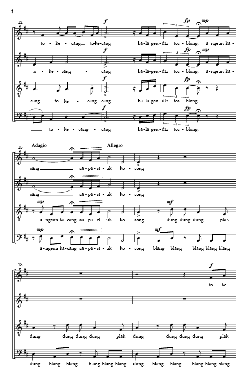 Tokecang (arr. for SATB Choir)