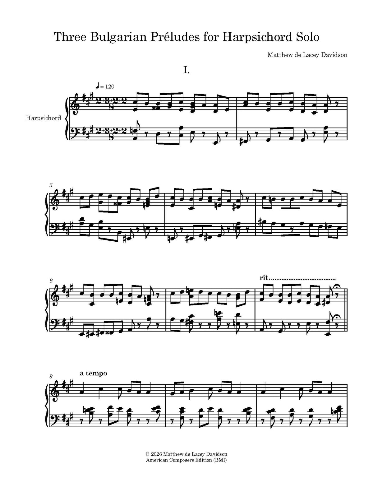 Davidson: 3 Bulgarian Preludes