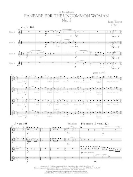Tower: Fanfare for the Uncommon Woman No. 5 (Version for 4 Flutes)