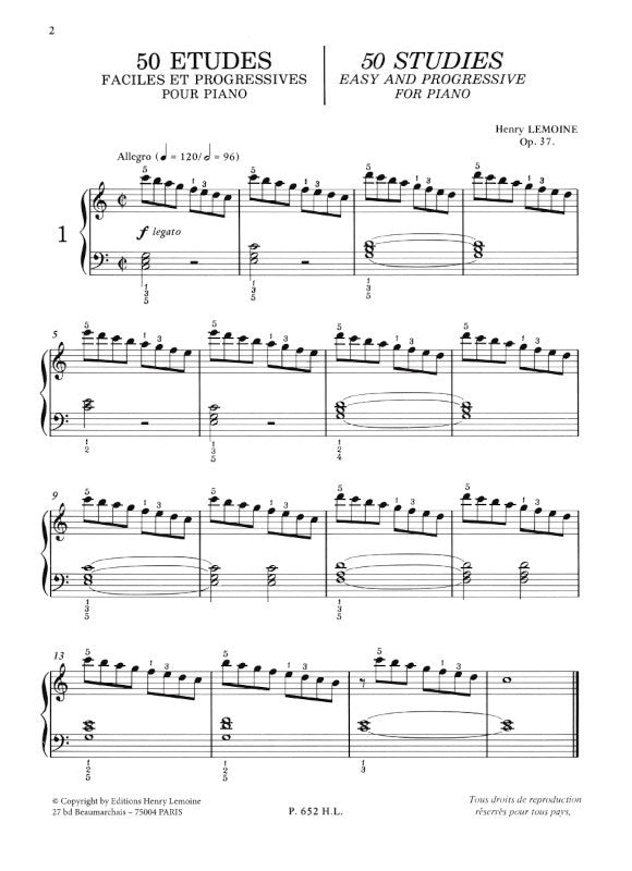 Lemoine: 50 études, Op. 37