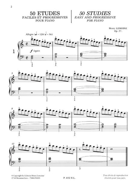 Lemoine: 50 études, Op. 37
