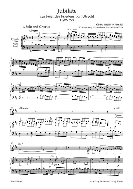 Handel: Jubilate zur Feier des Friedens von Utrecht, HWV 279