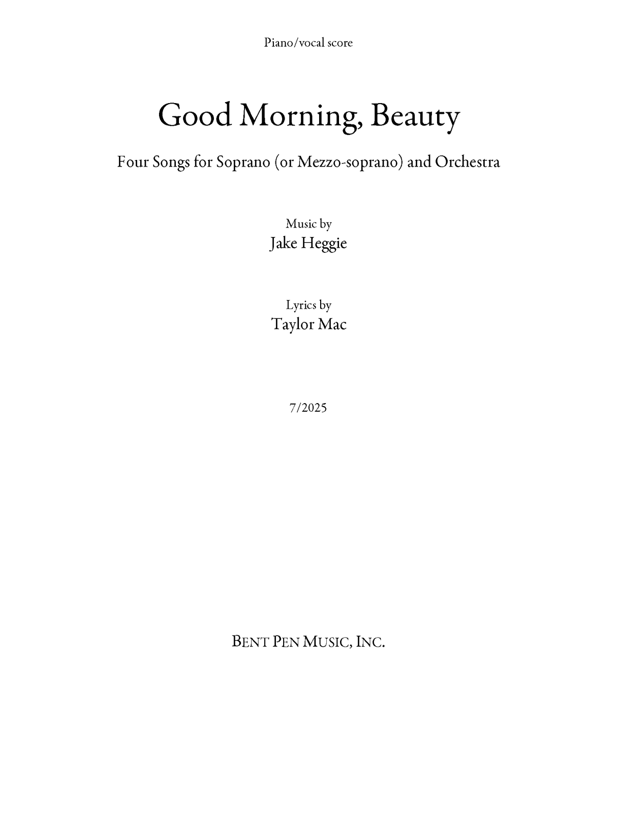 Heggie: Good Morning, Beauty