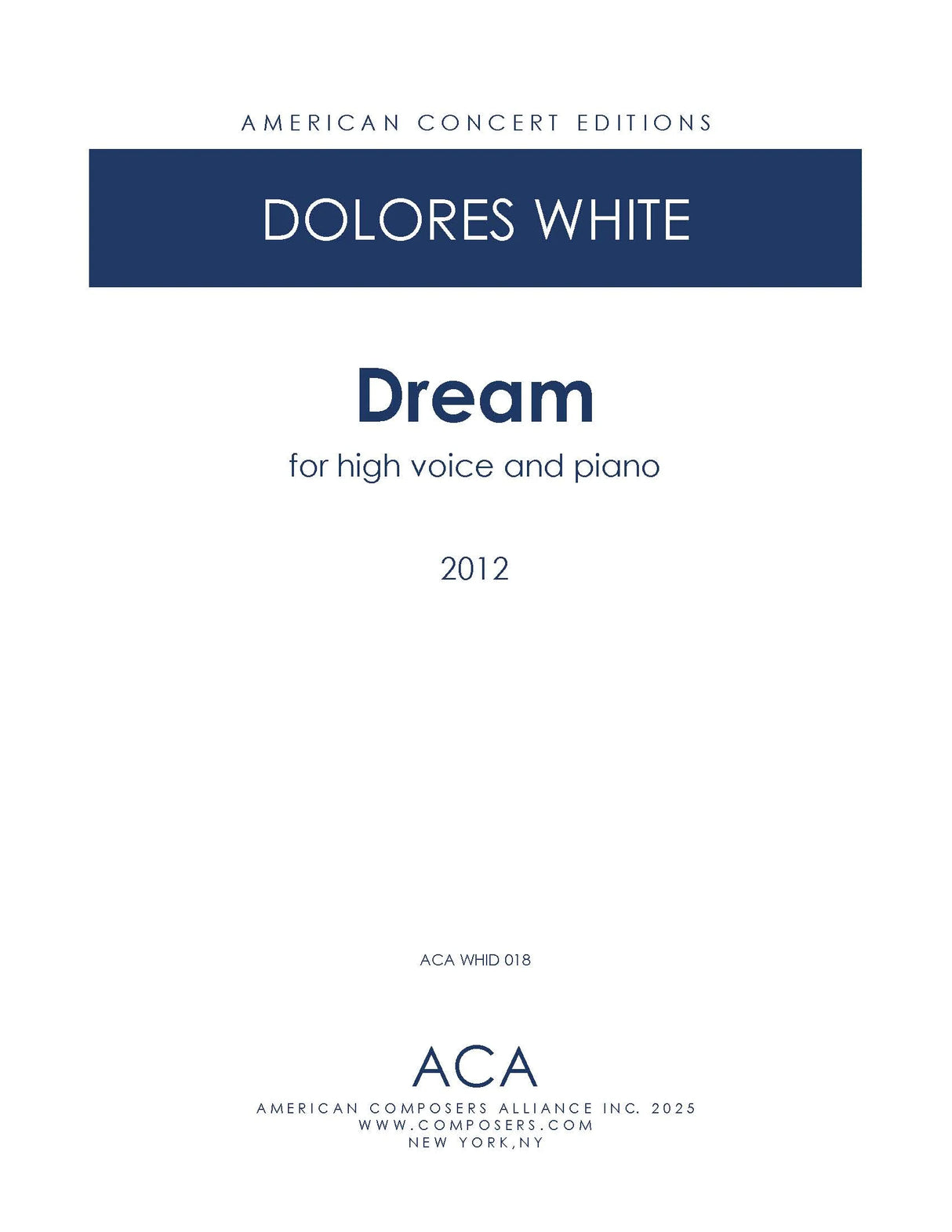 White: Dream (Version for High Voice and Piano)