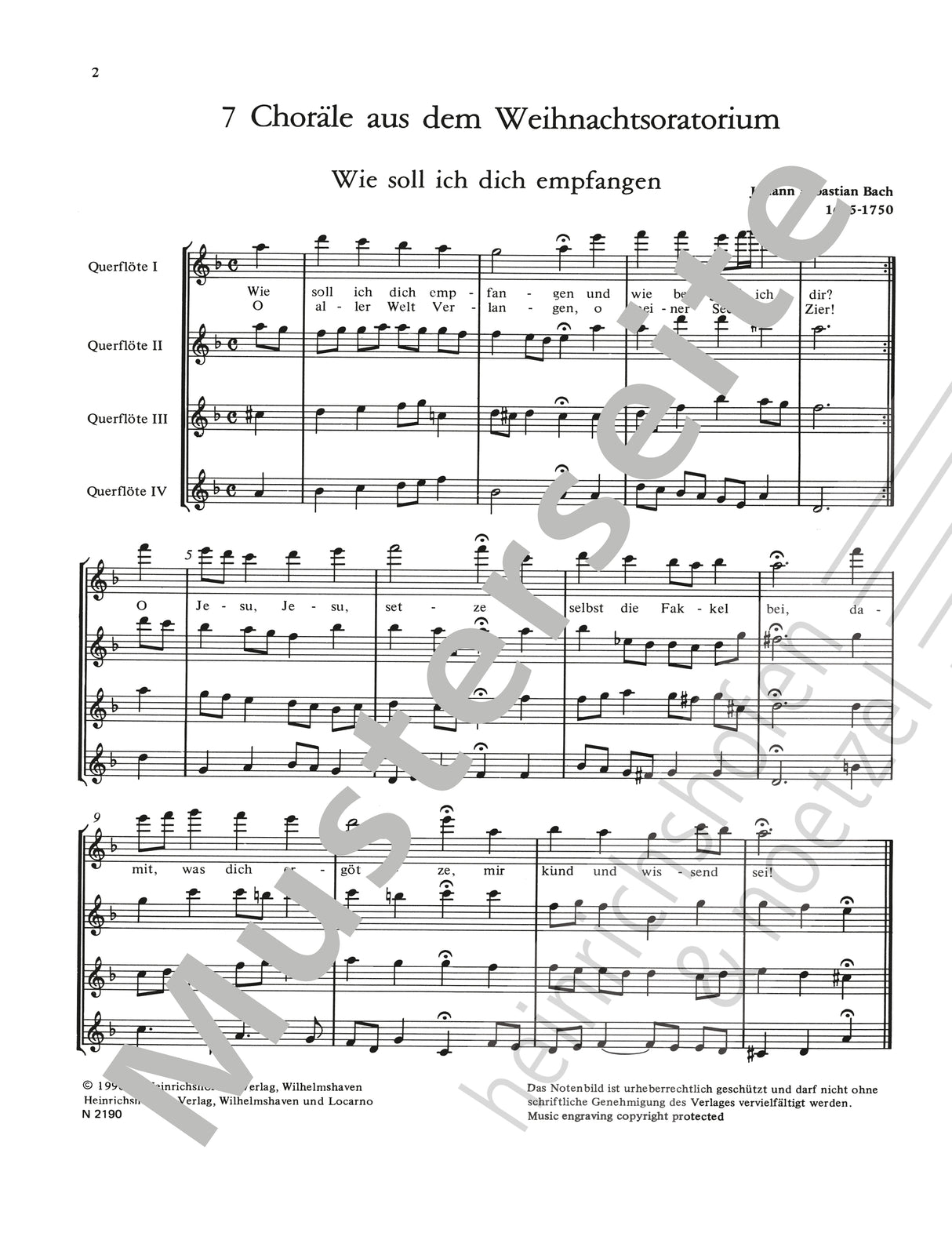 Bach: 7 Chorales from the Christmas Oratorio, BWV 248 (arr. for recorder quartet)