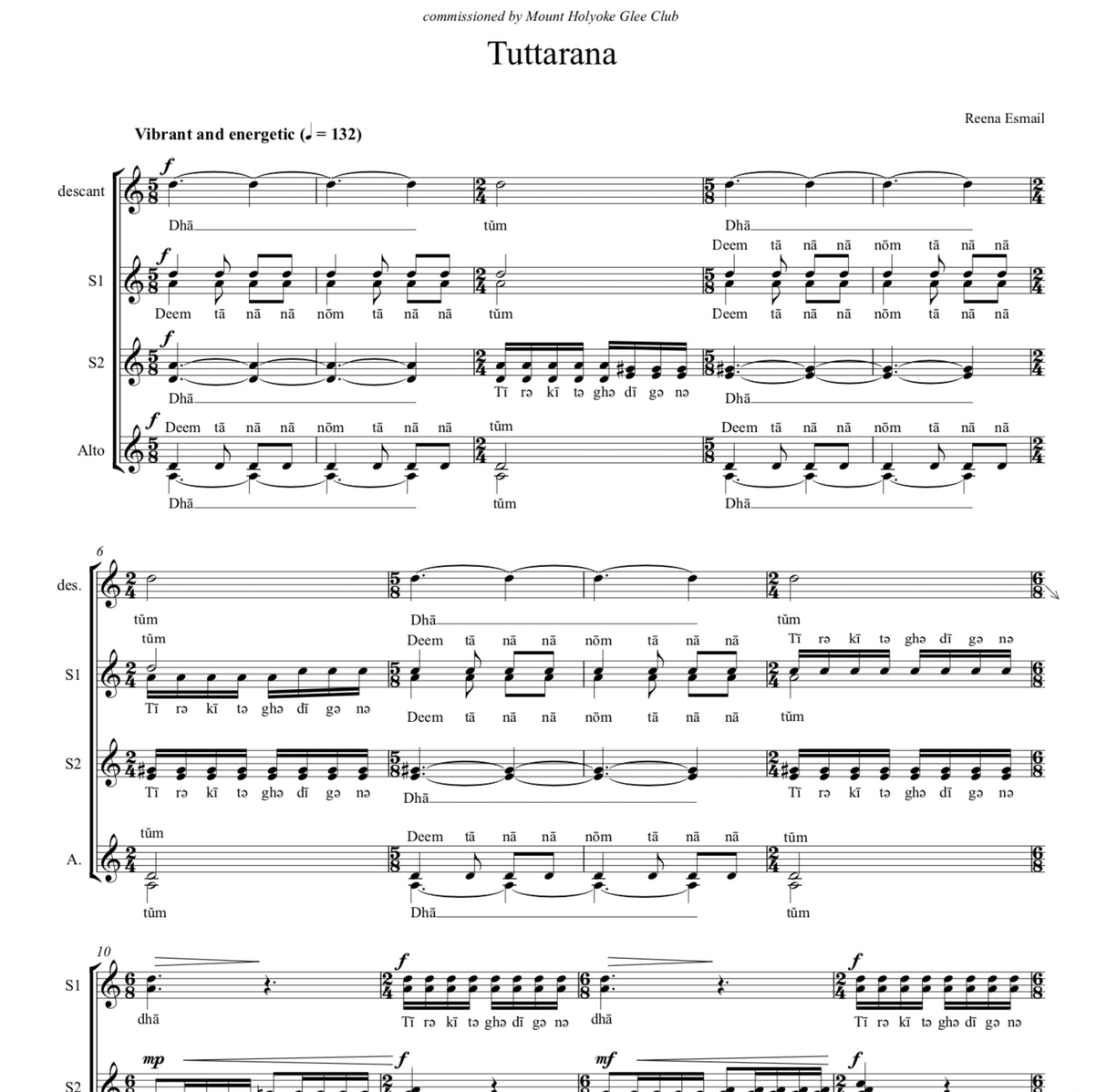 Esmail: Tuttarana (Version for SSA Choir)