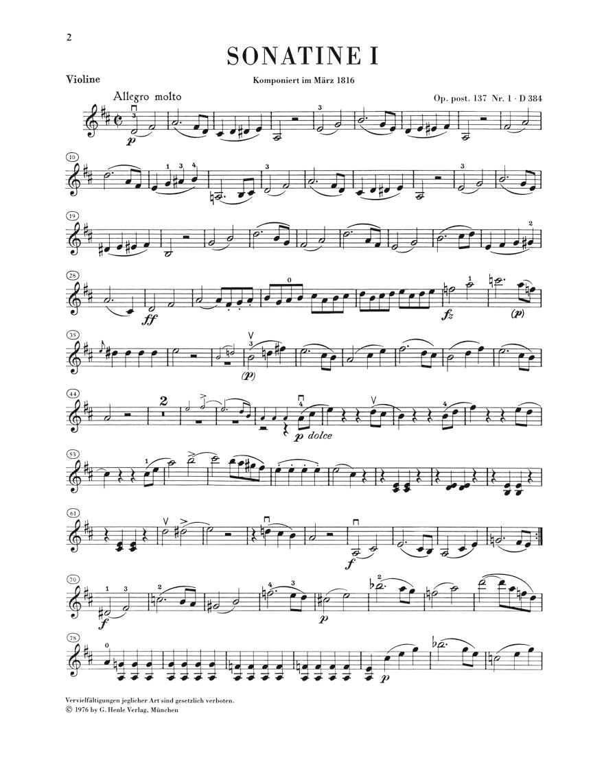 Schubert: Violin Sonatinas, Op. posth. 137