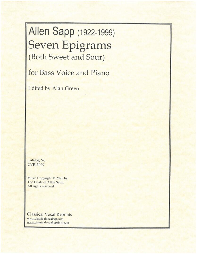 Sapp: Seven Epigrams (Both Sweet and Sour)