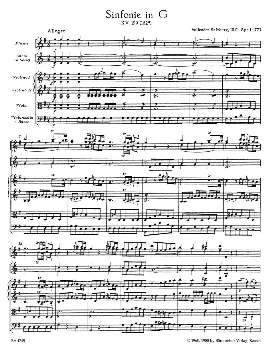 Mozart: Symphony No. 27 in G Major, K. 199 (161b)