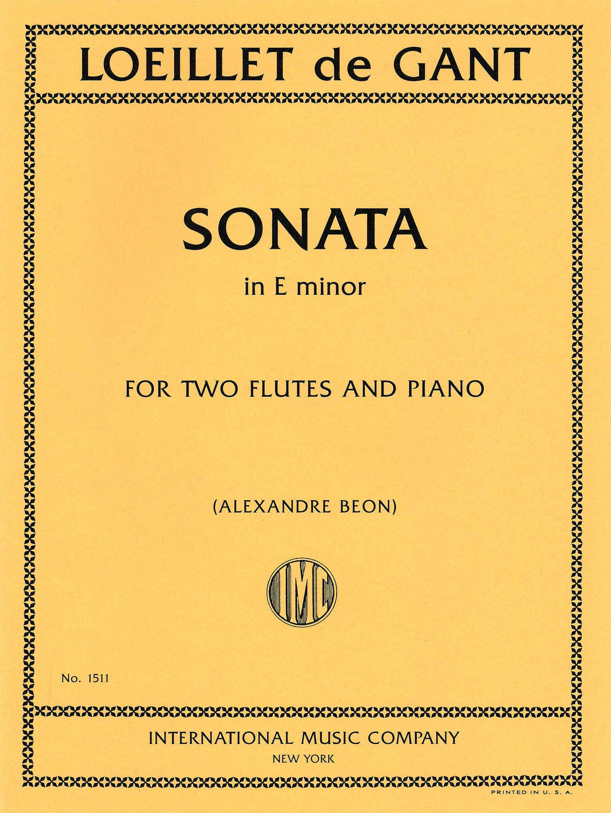 Loeillet: Sonata for Two Flutes in E Minor