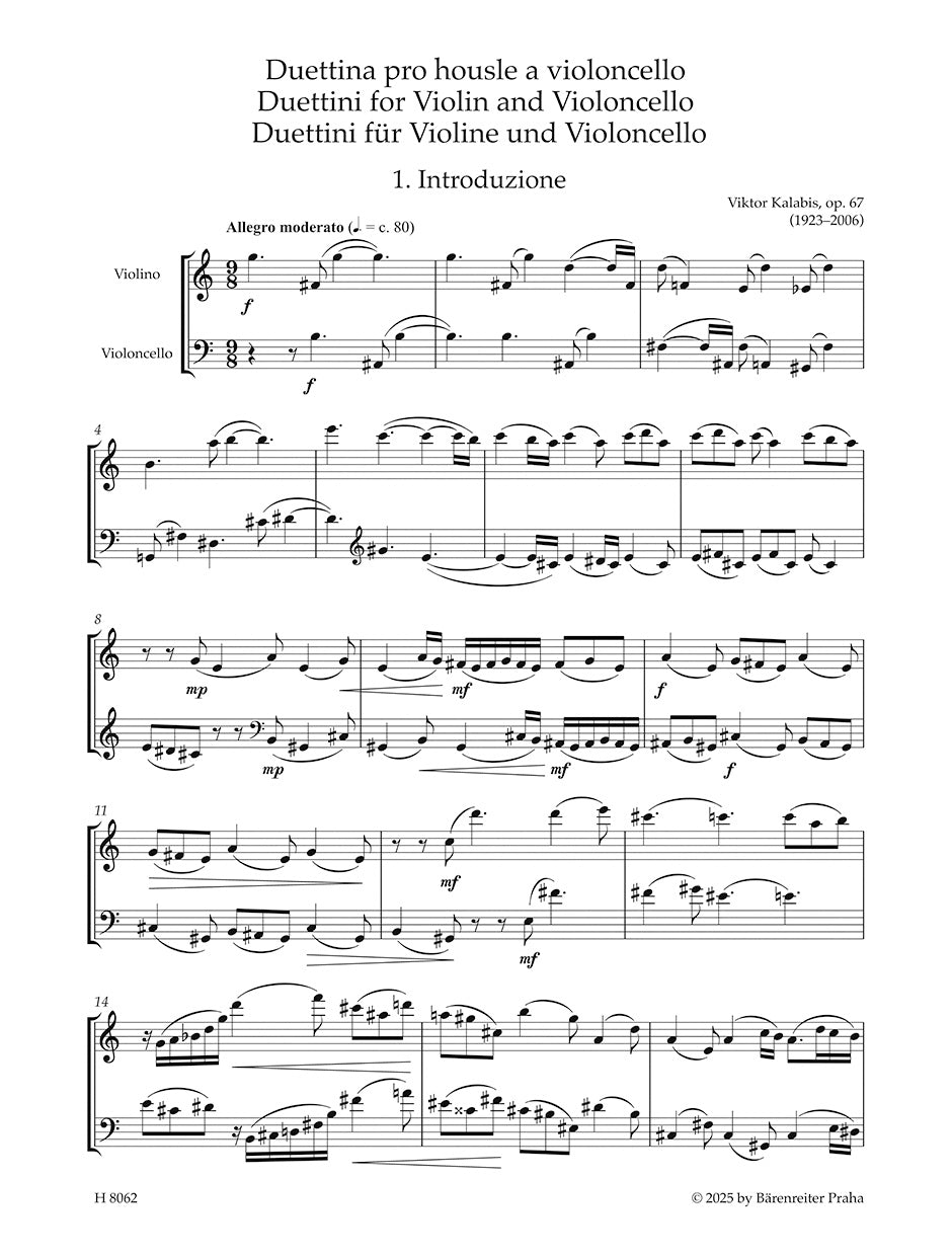 Kalabis: Duettini for Violin and Cello, Op. 67