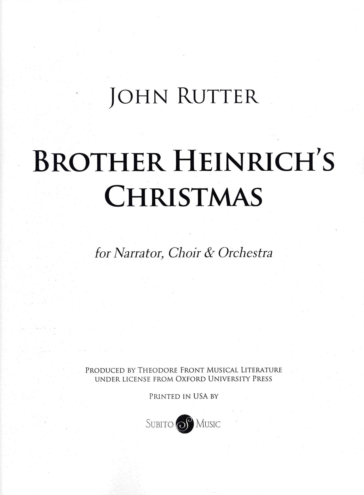 Rutter: Brother Heinrich's Christmas