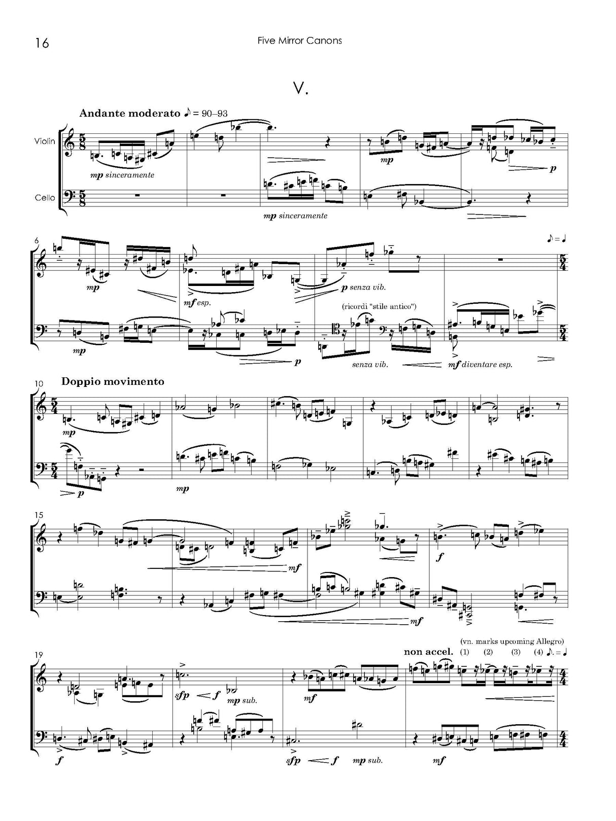 Mecionis: 5 Mirror Canons