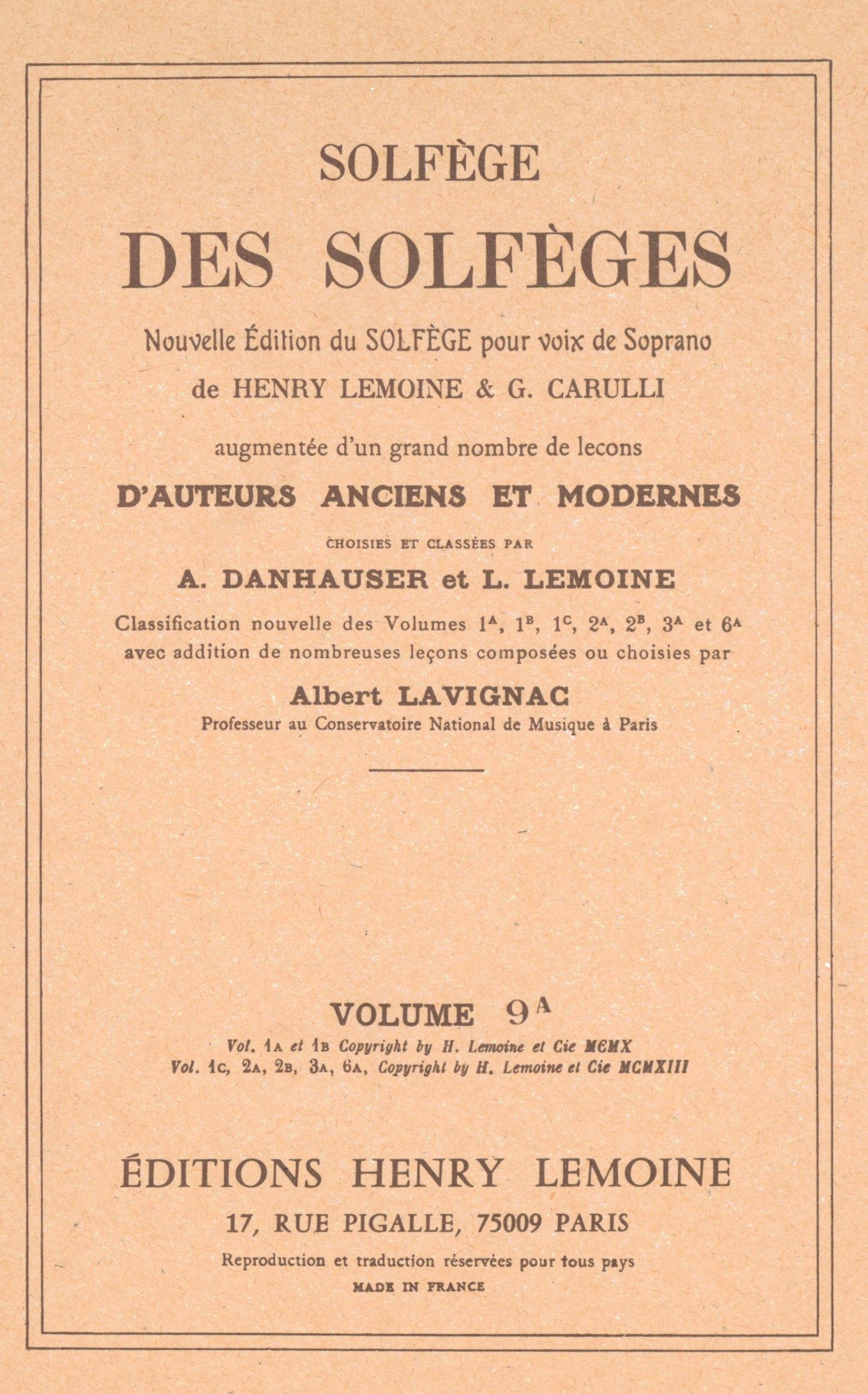 Solfège des Solfèges - Volume 9A – Ficks Music