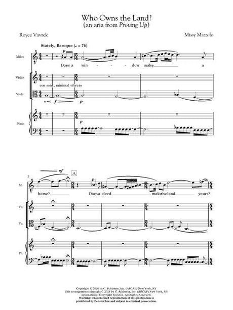 Mazzoli: Who Owns the Land? (Version for Tenor & Ensemble)