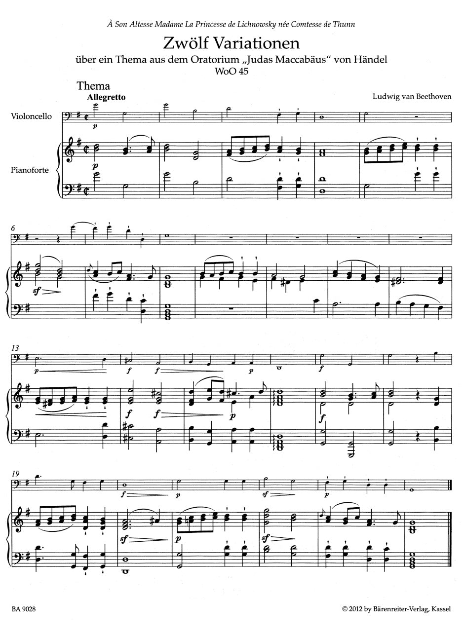 Beethoven: Variations for Cello and Piano
