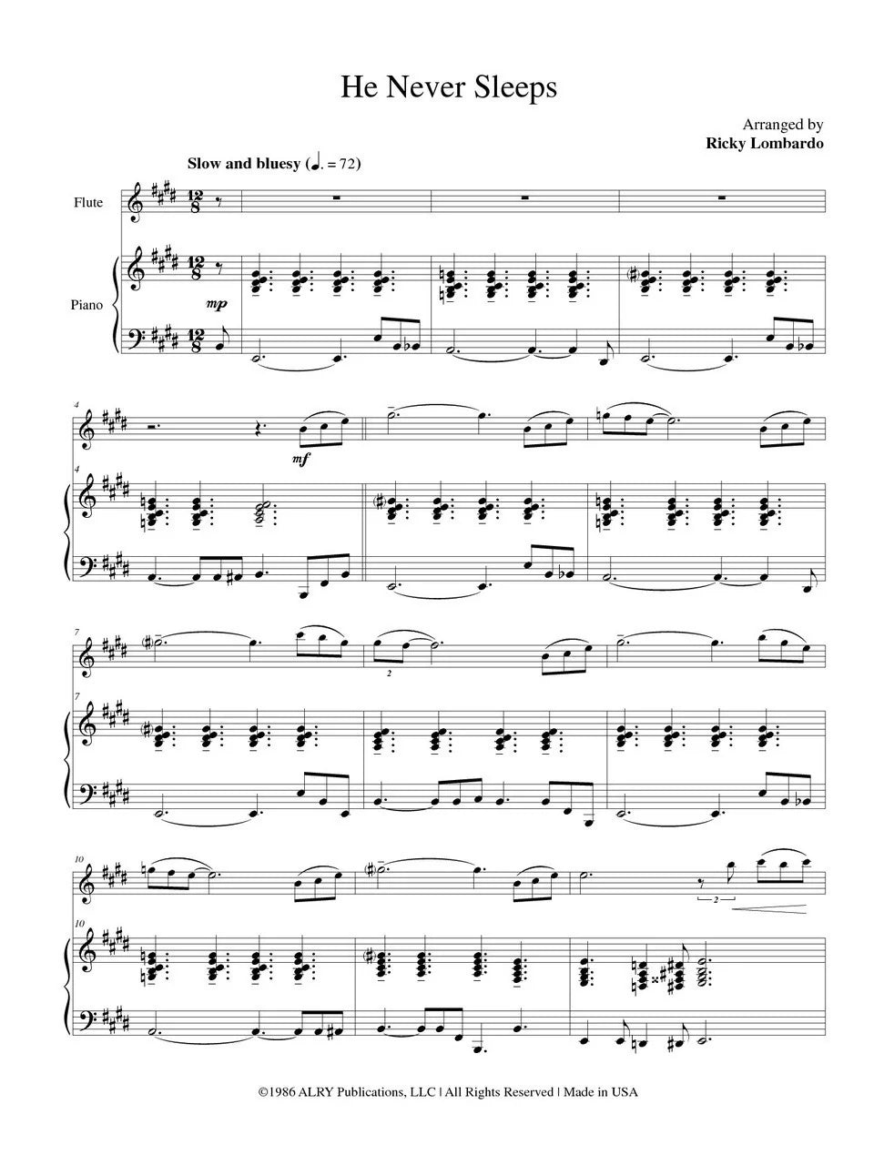 He Never Sleeps (arr. for flute & piano)