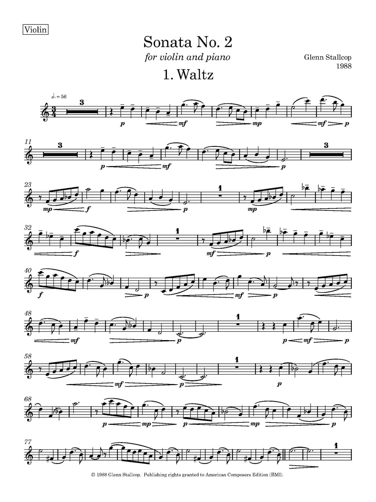 Stallcop: Violin Sonata No. 2