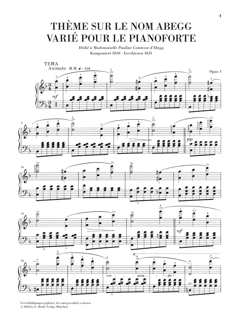Schumann: Abegg Variations, Op. 1 – Ficks Music