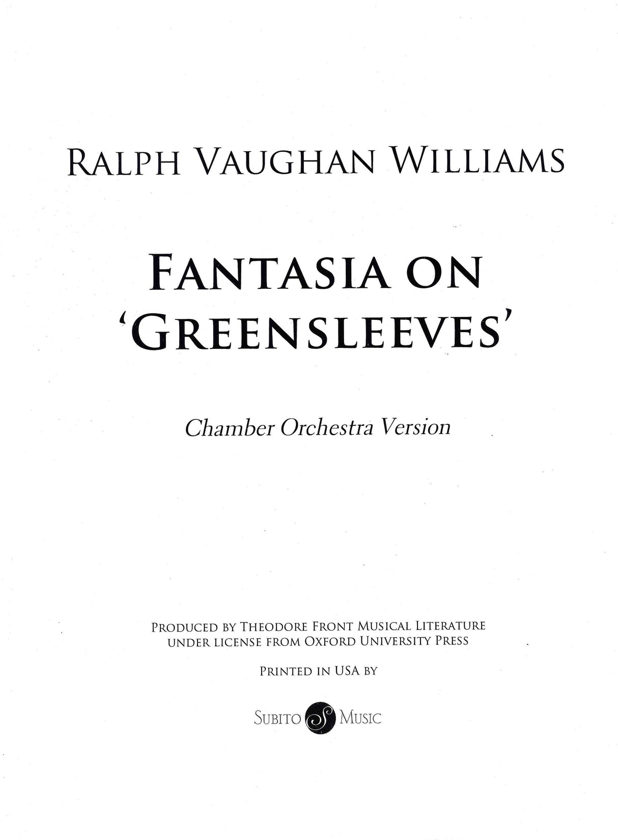 Vaughan Williams: Fantasia On Greensleeves (arr. for chamber orchestra)
