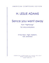 H.L. Adams: Sence You Went Away (arr. for voice & piano)
