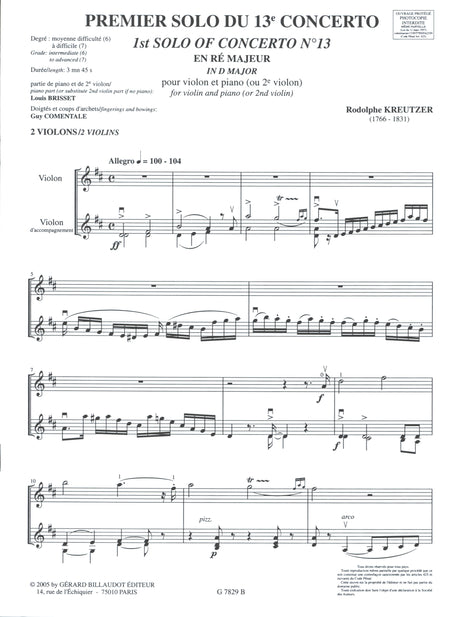 Kreutzer: 1st Solo from the 13th Violin Concerto
