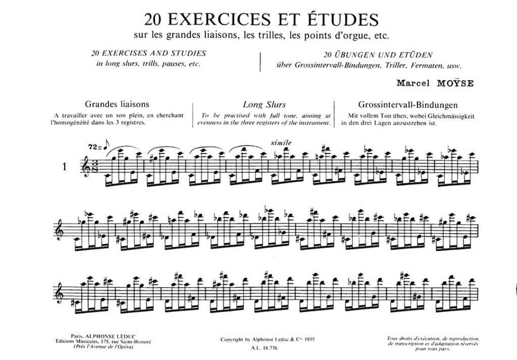 Moyse: 20 Exercises and Studies for the Flute