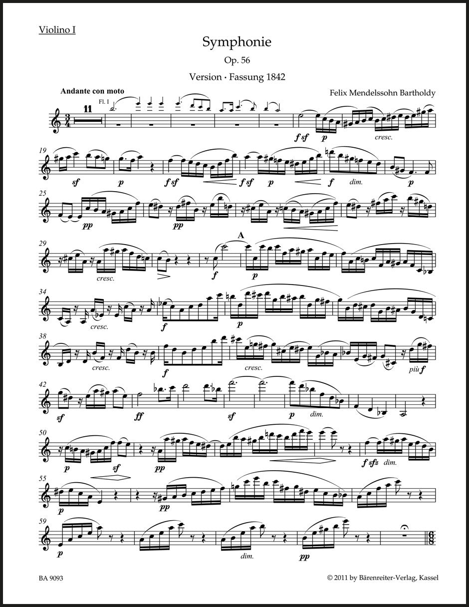 Mendelssohn: Symphony No. 3 in A Minor, MWV N 18, Op. 56