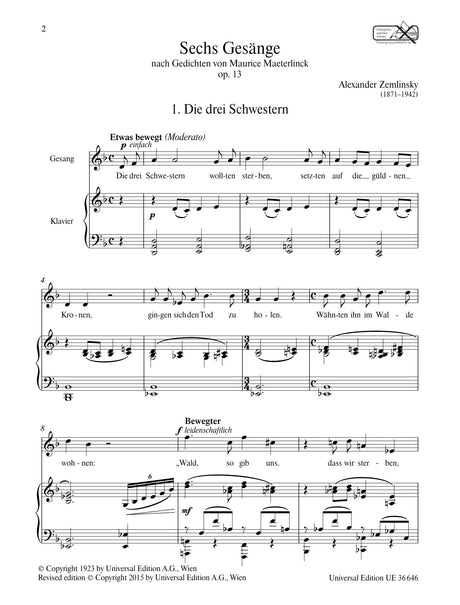 Zemlinsky: 6 Songs, Op. 13