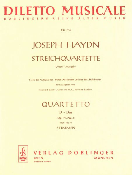 Haydn: String Quartet in D Major, Hob. III:70, Op. 71, No. 2