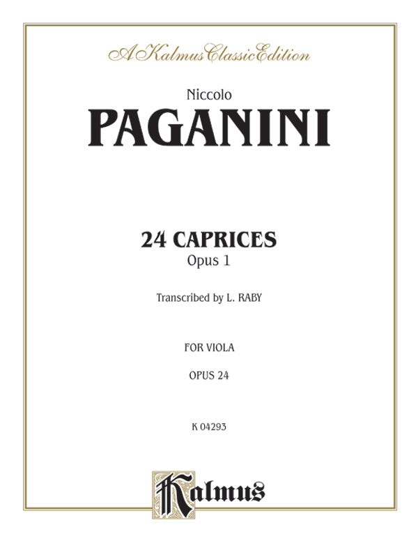 Paganini: 24 Caprices, Op. 1 (transc. for viola) – Ficks Music