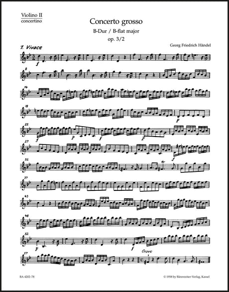 Handel: Concerto grosso in B-flat Major, HWV 313, Op. 3, No. 2