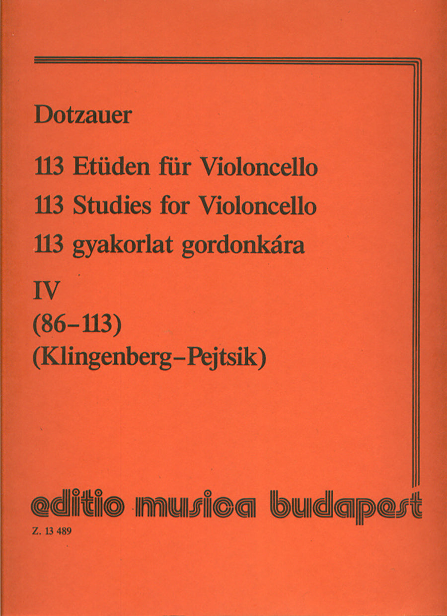 Dotzauer: 113 Cello Exercises - Volume 4 (Nos. 86-113)