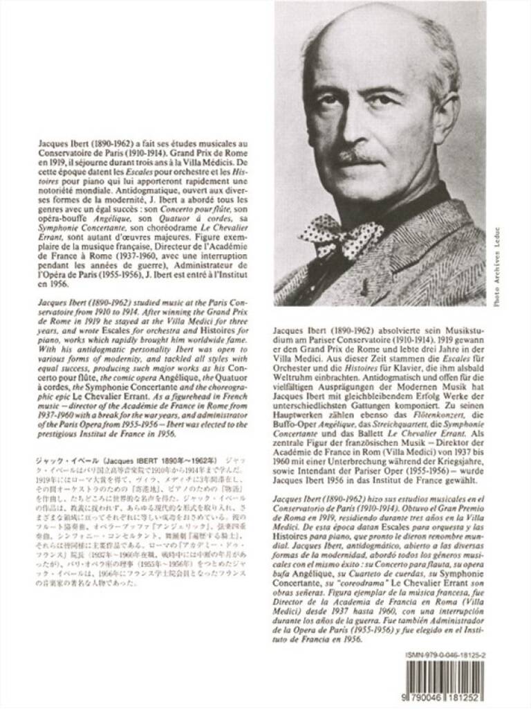 Ibert: Histoires (arr. for flute & piano)