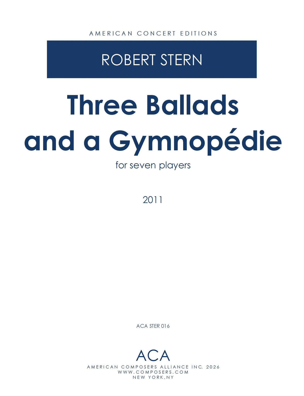 R. Stern: 3 Ballads and a Gymnopédie