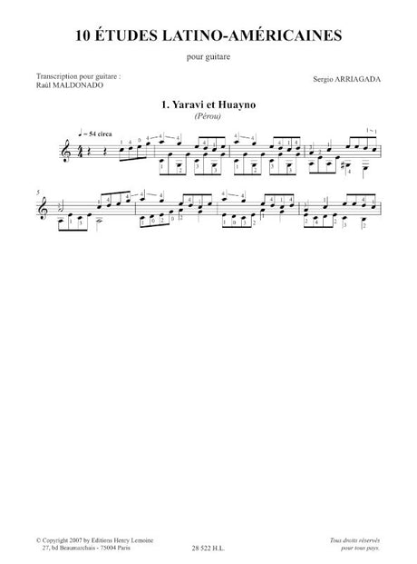 Arriagada: 10 Latin American Etudes (arr. for guitar)