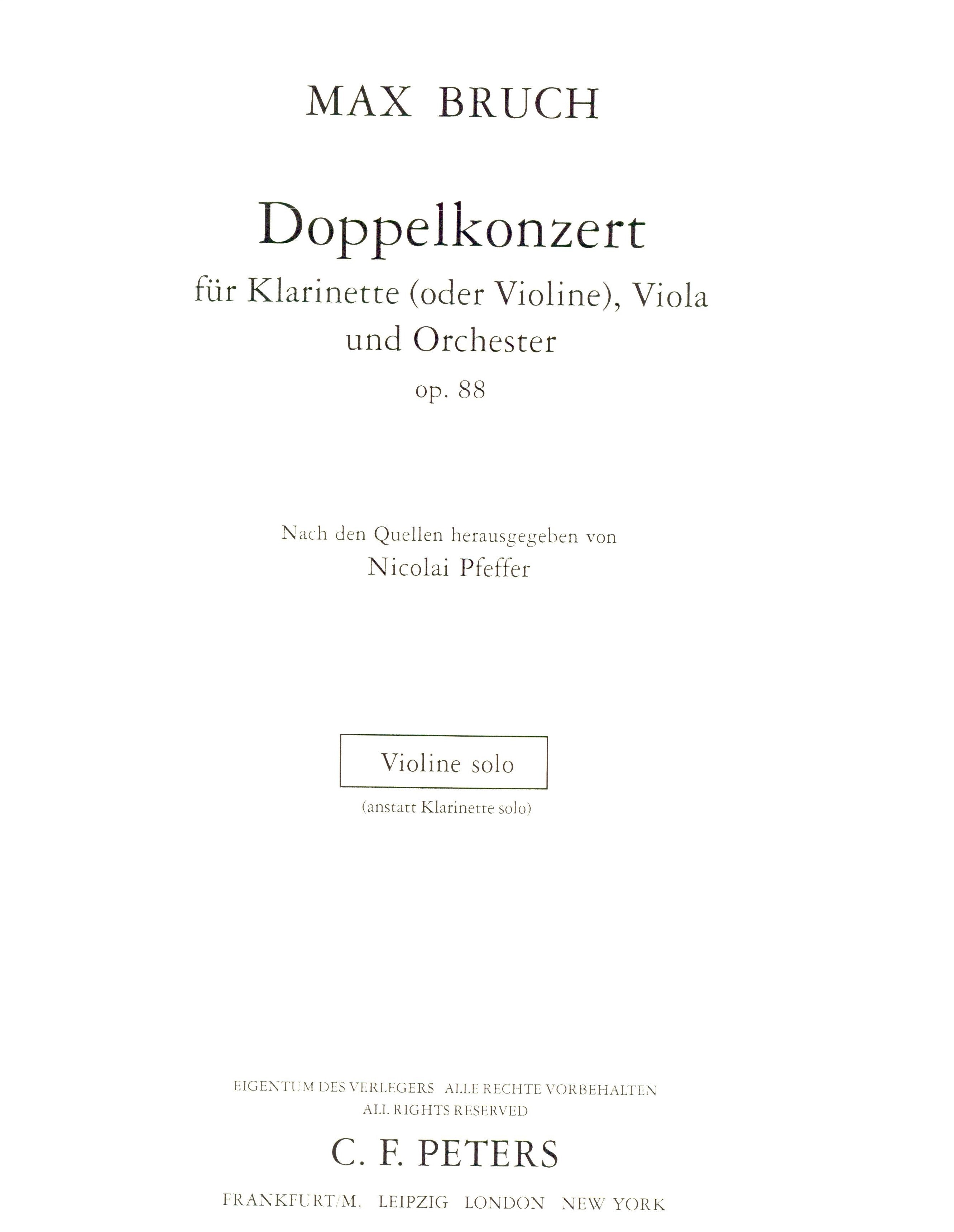 Bruch: Double Concerto for Clarinet and Viola, Op. 88 – Ficks Music