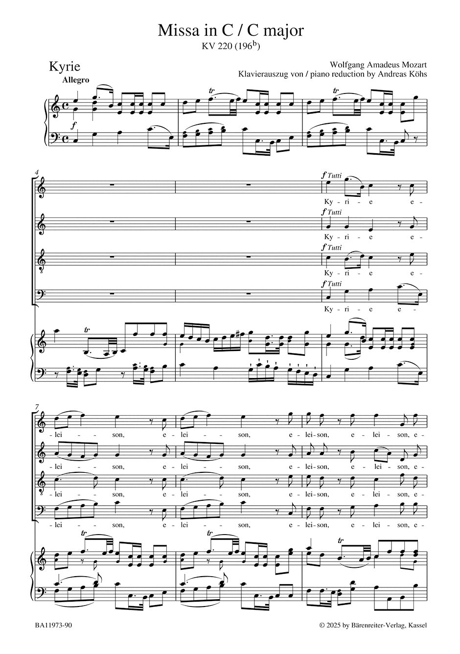 Mozart: Missa in C Major, K. 220 (196b)