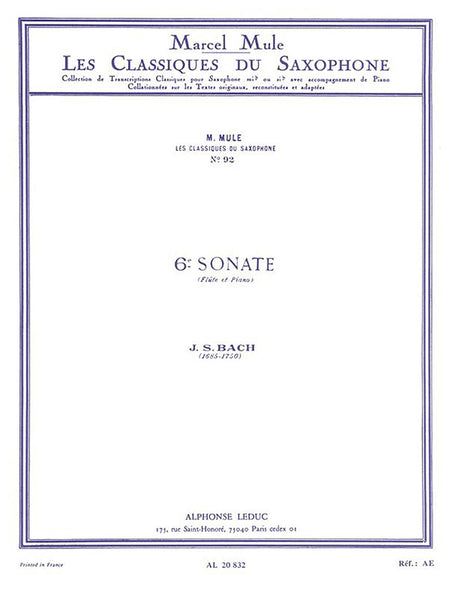 Bach: Sonata No. 6 (arr. for sax and piano) – Ficks Music