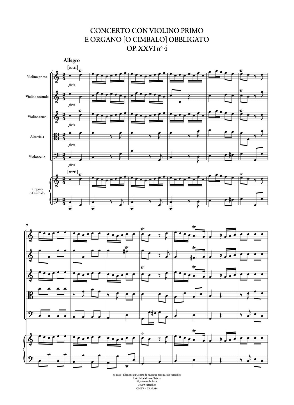 Corrette: Concerto for Violin & Organ, Op. 26, No. 4