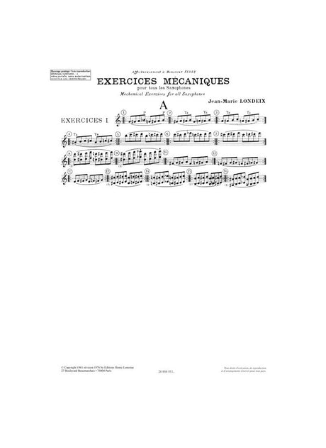 Londeix: Exercices mécaniques - Volume 2