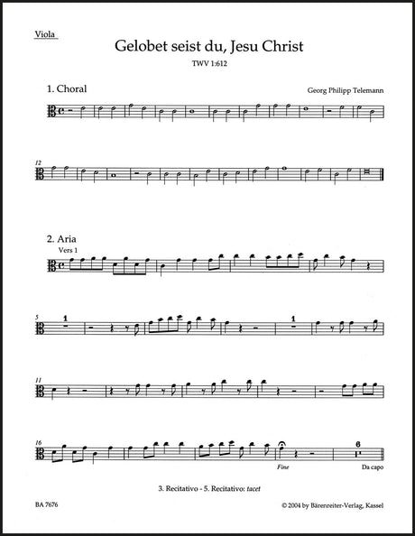 Telemann: Gelobet seist du Jesu Christ, TWV 1:612