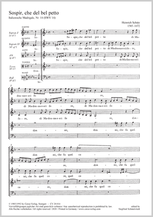 Schütz: Sospir che del bel petto (Sigh, which from the lovely breast), SWV 14