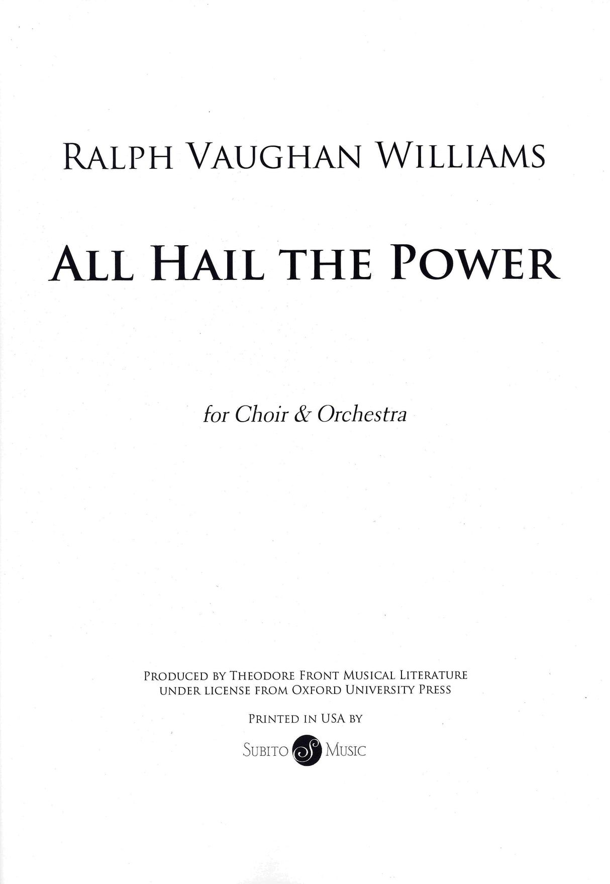 Vaughan Williams: All Hail The Power
