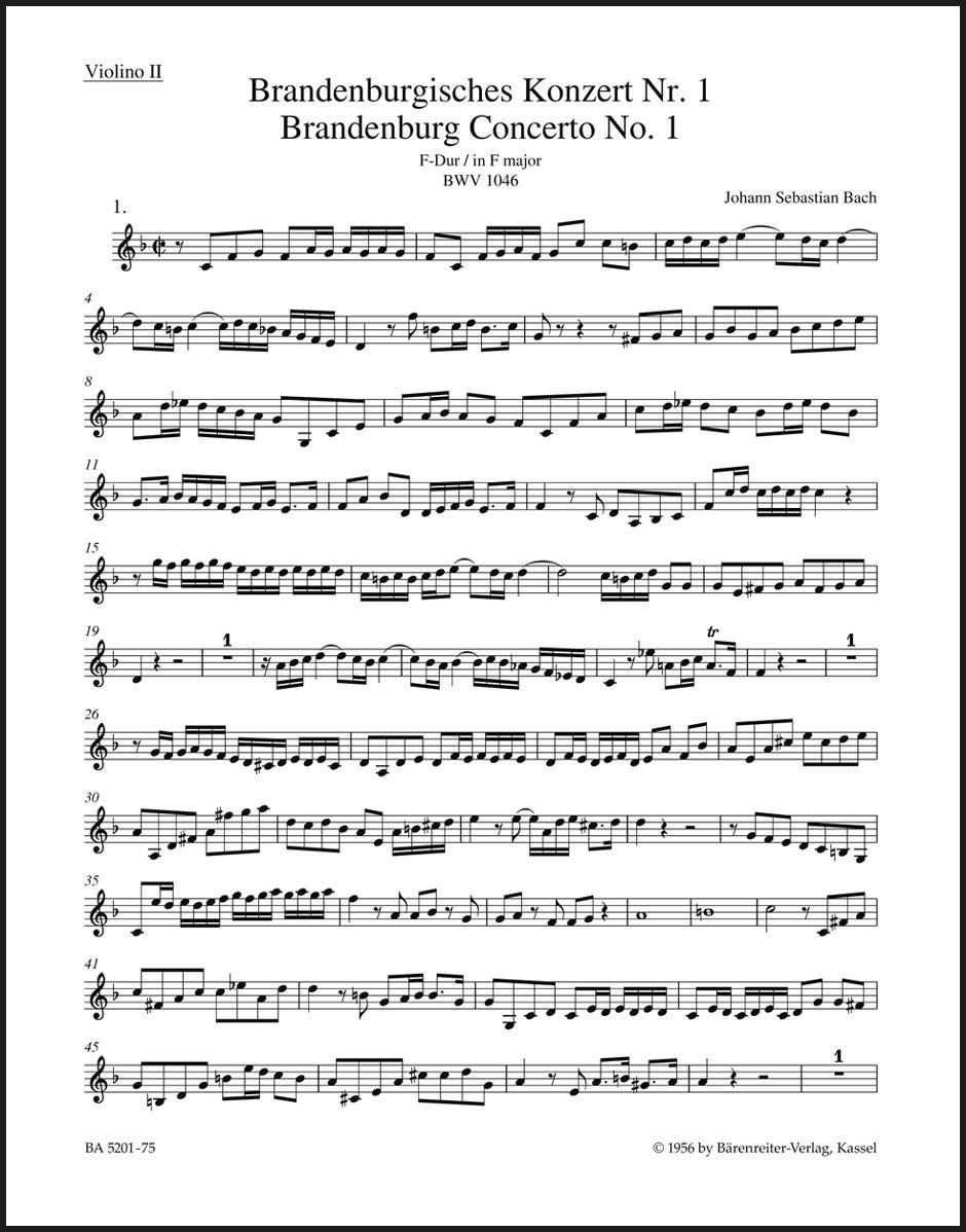 Bach: Brandenburg Concerto No. 1 and Original Version "Sinfonia" in F Major, BWV 1046 and 1046a (Urtext)
