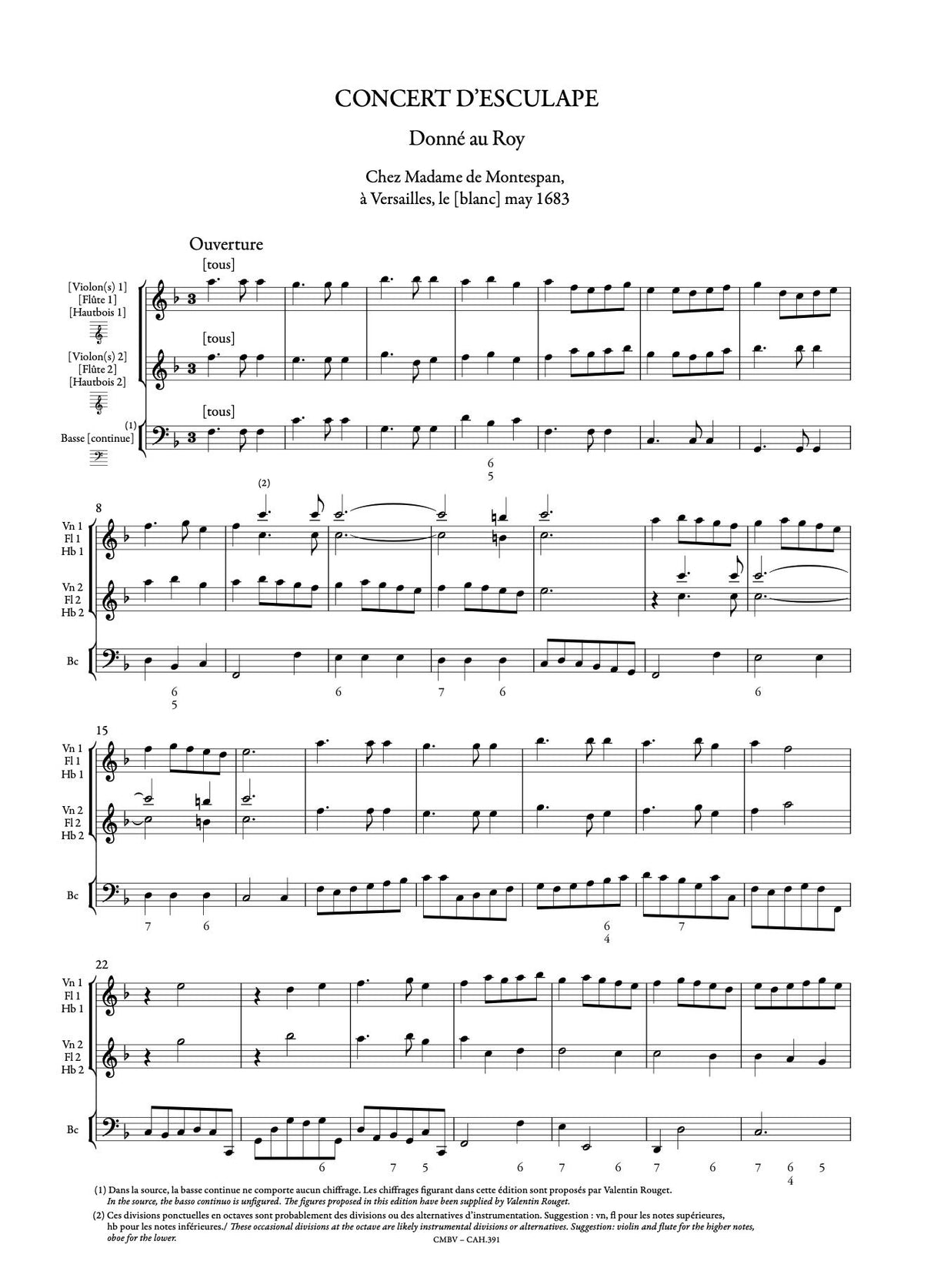 Delalande: Concert d'Esculape